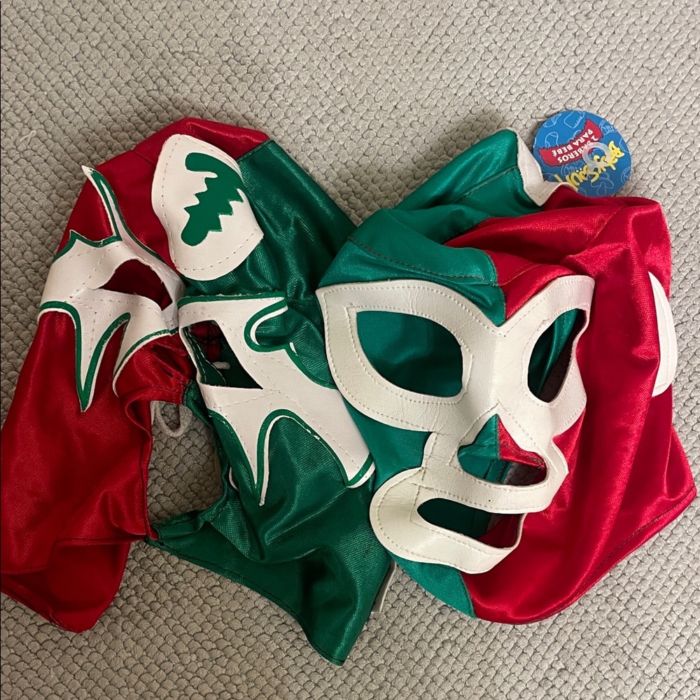 Adult Luchador Costume Set - Red and Green